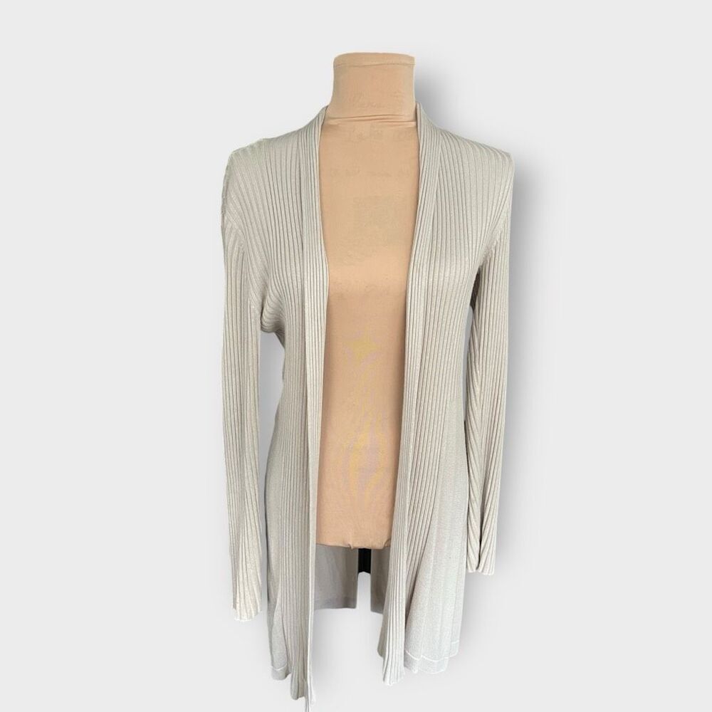 Ava Women’s Medium White Long Sleeve Oversized Viscose Cardigan Sweater